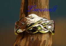 Kniffeliger Puzzlering Silberring 925Silber 4Teilig Flower Power Flechtring