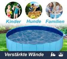 Pool Kinder Planschbecken Hundepool faltbar Sommer Geschenk Ø160 cm Ø80 cm blau