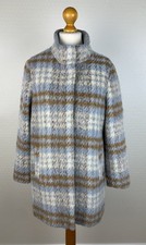 BERND BERGER Damen Gr. 42 Winterjacke mit Wolle blau weiß braun Kurzmantel 91B