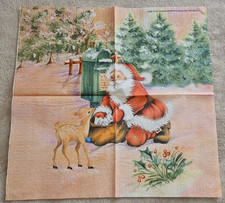 1 seltene AVEC Serviette Weihnachtsmann Rehkitz A216