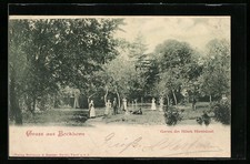Bockhorn, Garten des Hotels Hornbüssel, Ansichtskarte 1899 