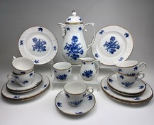 Schumann Arzberg Kaffeeservice Echt Kobalt blaue Rose Reliefdekor 5 Pers.