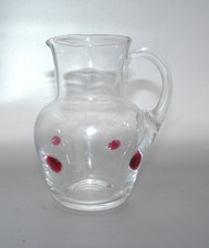 Jugendstil Glaskännchen,  F. von Poschinger, 4 rote Punkte  1/4 L, H-11,5cm.