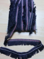 dunkelblau/rote Fransenborte, Stoff Bordüre