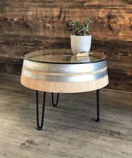 Weinfass Couchtisch Dreibein mit (60er) Glasplatte