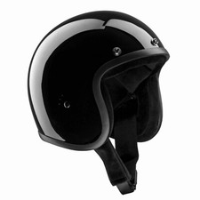 Bandit Helmets Jethelm glänzend schwarz Fiberglas Motorradhelm Klickverschluß
