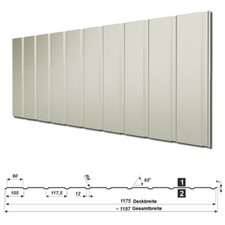 (22,98 €/m²) Wandblech Wellblech Trapezblech T-7W 0,5mm Stahl RAL9002 Grauweiß