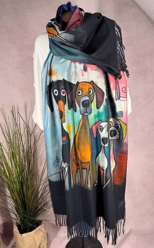 Damen wendeschal hunde motiv - hunde,