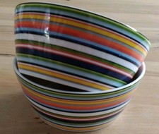 2 x iittala Porzellan Origo Schalen bowls Orange Streifen Design Alfredo Häberli
