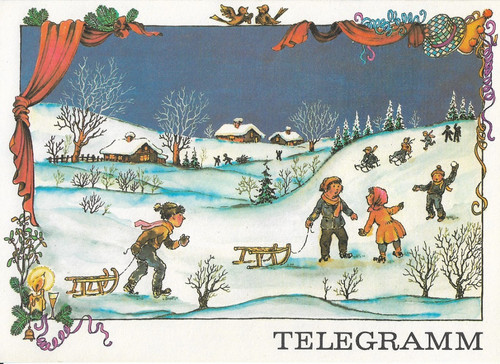 Vintage telegramm postkarte - vintage,