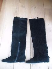 KILLAH BLACK SUEDETTE TASSLED FLAT OVERKNEES BOOTS EU 36 UK 3 EX DISPLAY NEU