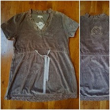 Tina Wodstrup Denmark Tunika Kleid Samt Spitze Oliv L 40 42 44 M