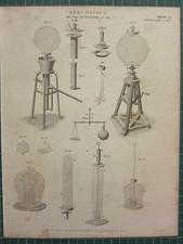 1815 Datierter Antik Aufdruck ~ Pneumatik Luft Pumpe Experimente Mit Apparat