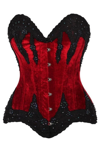 Red velvet beaded - red, steel
