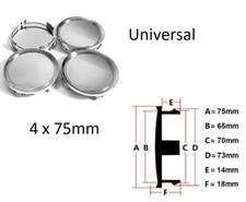 4 x 75mm Satz Silber ABS Alufelgen Nabendeckel Felgendeckel Nabenkappen Radmitte