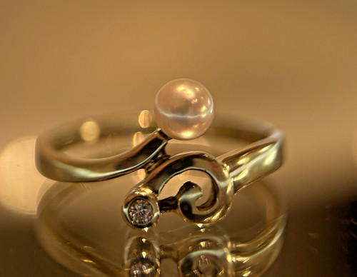 Karat gold ring perle - 14,