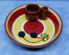 19562. Oliventeller  Tapas Schale  Keramik braun mit Dipschälchen