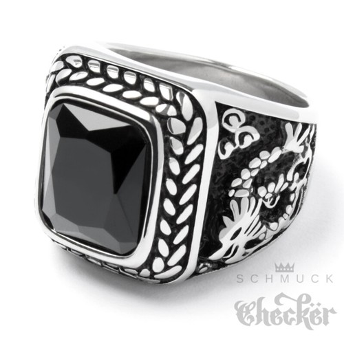 Edelstahl herren ring onyx - edelstahl,