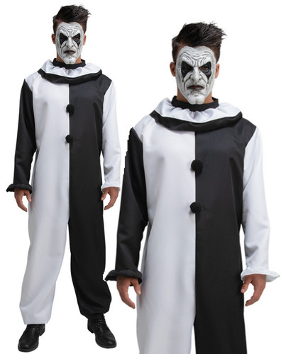 Schwarz weiß clown maske - +,