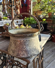 sehr alter Kupferkessel Hexenkessel Ø ca. 19 cm Vintage Feuertopf Blumenampel