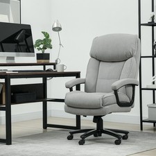 HOMCOM Bürostuhl, Ergonomisch Schreibtischstuhl mit Wippfunktion, Leinenoptik