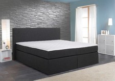 boxspringbett 140x200 mit matratze und topper, dunkel braun, Topper weiß