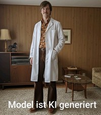 Original DDR Vintage Dederon Kittelschürze / Laborkittel, 70er Jahre Gr. 50, neu