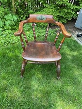 Captains Chair, Eichenholz mit Ankerschnitzerei