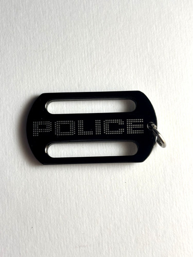 Police black dog tag pendant - black,