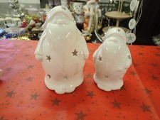 Weihnachten 2 x Nikolaus Santa Porzellan Windlicht 17/13cm Kerzenlicht weiss