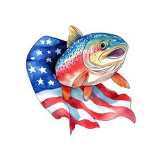 4x red white blue fish sticker