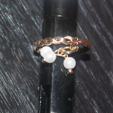 Ring mit Anhänger  Perlen / Modeschmuck Goldfarben 17 mm Adventskalender