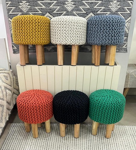 Handgefertigter jute pouffe - handgefertigter,