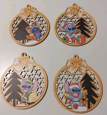 Stitch/ Weihnachtsbaum-Anhänger/ Deko/ Holz/ 4 Stk./ Weihnachten/ Kugeln/ Comic