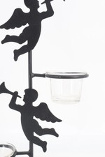 2x Teelichthalter Engel Metall Glas Schwarz Elegant Vintage Deko Kerzenständer