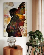 Leinwand Bild Fee Zauberei Pop-Art Schmetterling Wandbild Abstrakt Gemälde Elfen