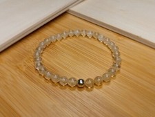 Citrin Armband mit Silber Perle 18cm 6mm - Elastisches Armband - Heilungsarmband