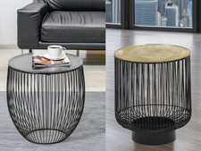 Couchtisch rund, Nachttisch am Bett, Wohnzimmertisch für Couch & Sofa, Korbtisch