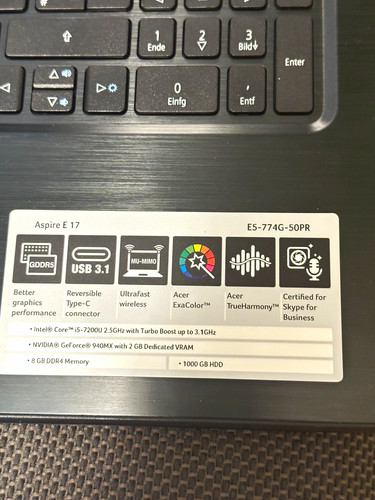 Acer aspire 774g 50pr - 17, e5-774g-50pr