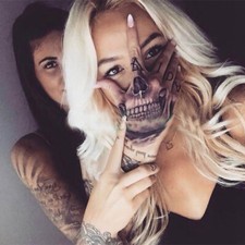 Temporäres Tattoo Skull Death Schädel Muster Vida Life Punk Rockabilly Einmal 