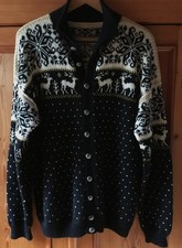 Srickjacke Herren Wolle Norwegermuster Handarbeit schwarz/weiß /gelb  XL (52/54)