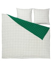 IKEA Vitklöver Bettwäsche Set 240x220 Weiß Grün 3-teilig Neu OVP Baumwolle Karo