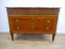 Klassizismus Biedermeier Kommode mit Bronze Beschlägen und Marmorplatte um 1950