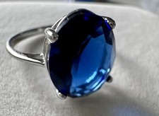 Blauer Saphir Ring 925 Sterling Silber für Damen