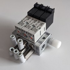 SMC Ventilinsel 3x Magnetventil VQD1151V-5MO-Q Pneumatik 4/2 Wege 24VDC