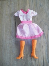 Barbie Kleidung Sommer Kleid mit Stiefel orange rosa bunt weiß Einteiler Set 