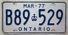 Kanada Nummernschild ONTARIO 1977 Oldtimer - Kennzeichen Canada Schild # B89 529