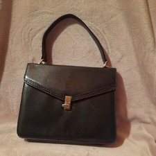 Alte Lederhandtasche von Täschner schwarz Vintage