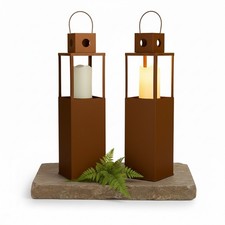 LED Metall Laterne mit Kerze