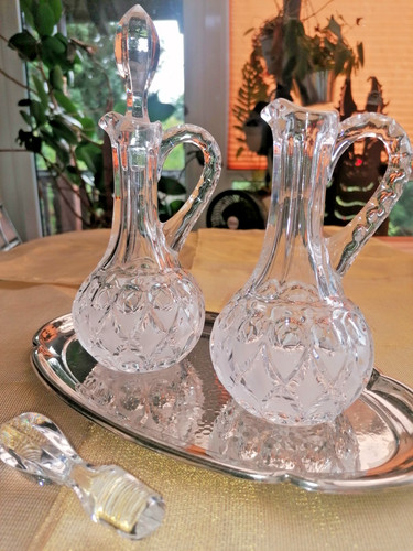 Vintage kristall menage essig - vintage,